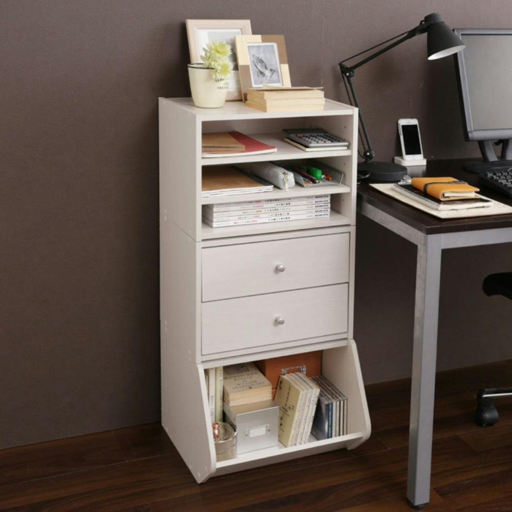 アイリスオーヤマ スタックボックス 棚付き STB-400T オフホワイト