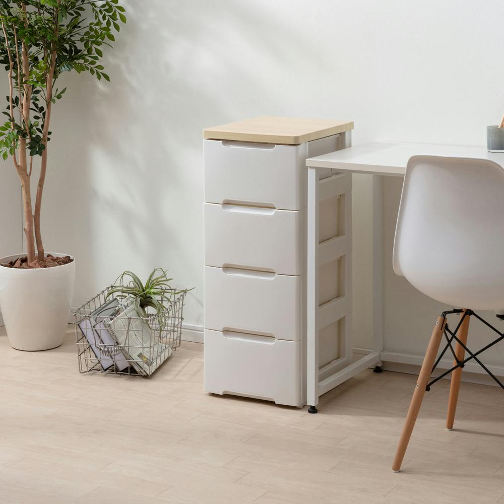 アイリスオーヤマ ウッドトップチェスト HG-324 ホワイト/ペアー