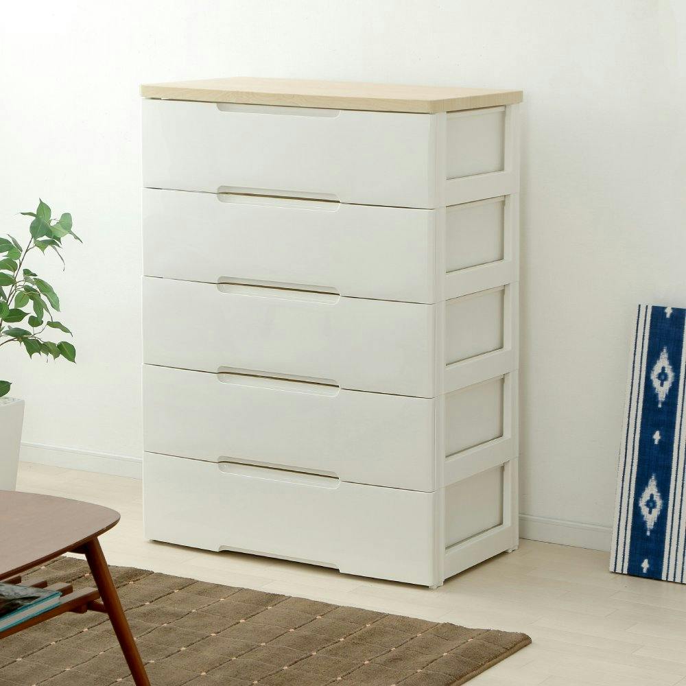 アイリスオーヤマ ウッドトップチェスト HG-805 ホワイト/ペアー