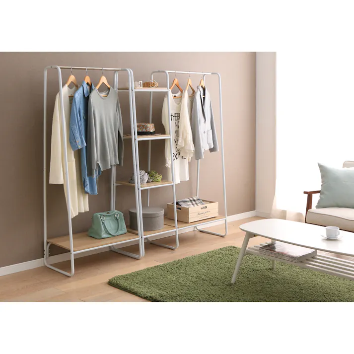 アイリスオーヤマ スタイルハンガー2WAYタイプ プレミアム ボード1枚+ラック付き PI-B3 ホワイト 収納 整理整頓 パイプハンガー ハンガーラック 4967576292603【別送品】