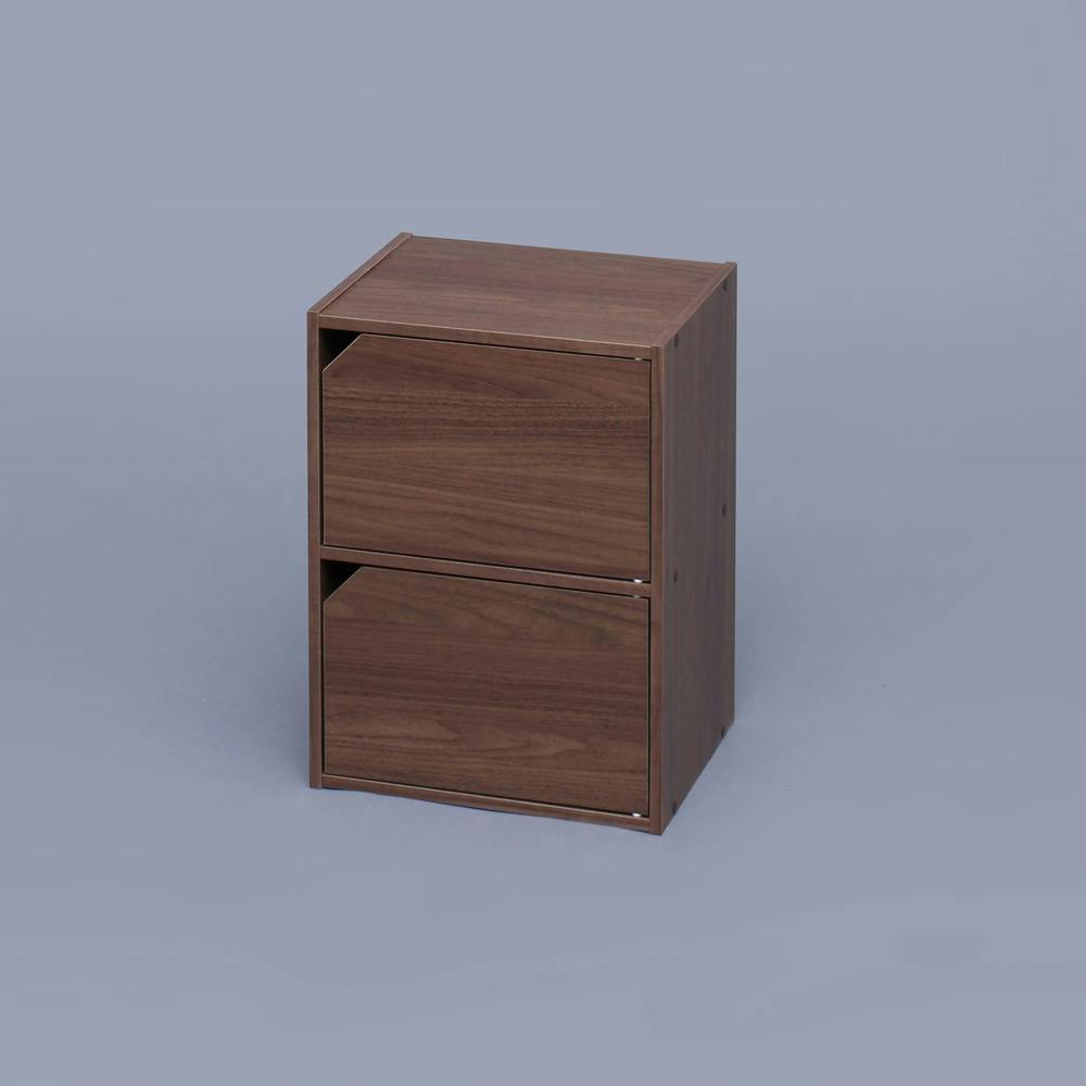 アイリスオーヤマ モジュールボックス扉付 MDB-2D ウォールナット 収納 整理整頓 多目的棚 4967576340939【別送品】