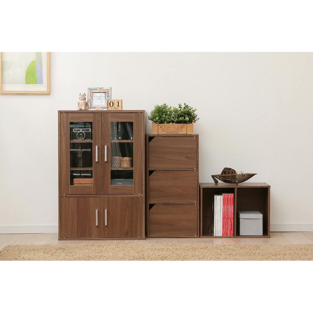 アイリスオーヤマ モジュールボックス扉付 MDB-3D ウォールナット 収納