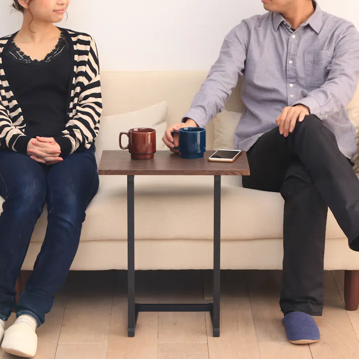 アイリスオーヤマ サイドテーブル SDT-45 ブラウンオーク/ブラック 寝室 リビング テーブル 4967576351539【別送品】