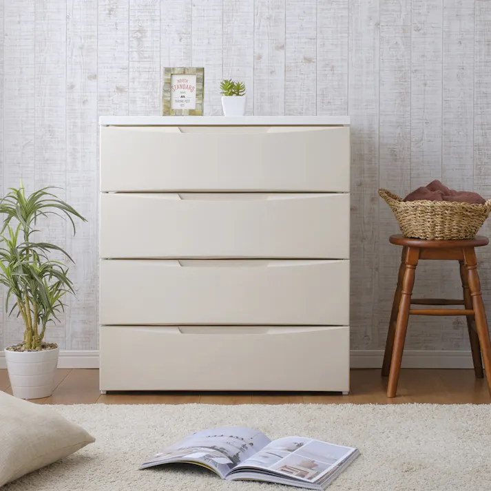 アイリスオーヤマ ルームチェスト RC-724 ホワイト/アイボリー リビング 衣類 収納 クローゼット 押入れ ワイド多段式収納 4967576353373【別送品】