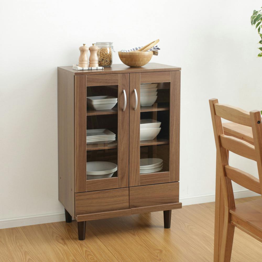 木目調 カップボード/美品 食器棚 120幅 おしゃれ 木製 北欧 モダン 高級感 ナチュラル