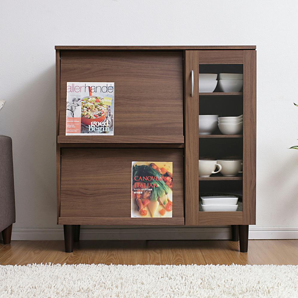 アイリスオーヤマ キッチンキャビネット KBN-9390 ウォールナット