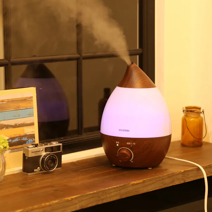 アイリスオーヤマ 超音波式加湿器 しずく型 UHM-280SM-DT ダークブラウン 喉 声 乾燥 加湿器 4967576388443【別送品】