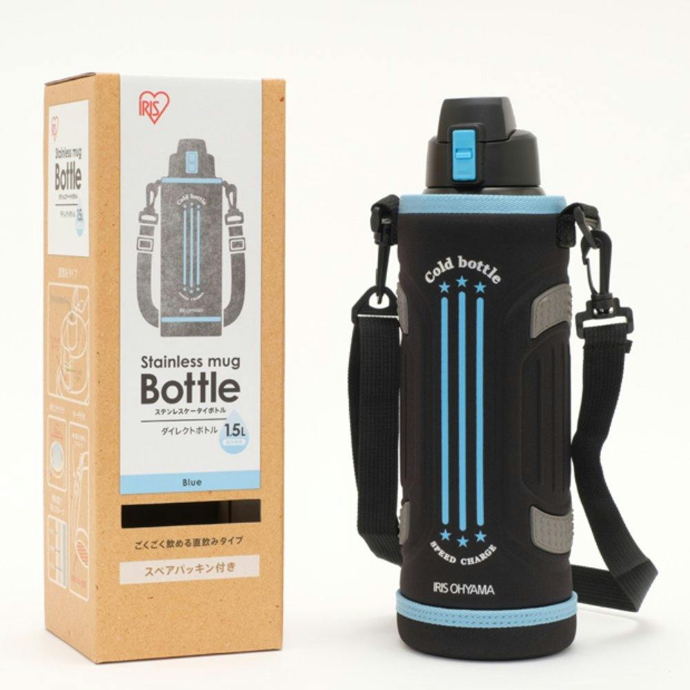 アイリスオーヤマ ステンレスケータイボトル ダイレクトボトル DB-1500 ブルー 水筒 マグボトル 4967576416122 水筒・ステンレスボトル・マグ