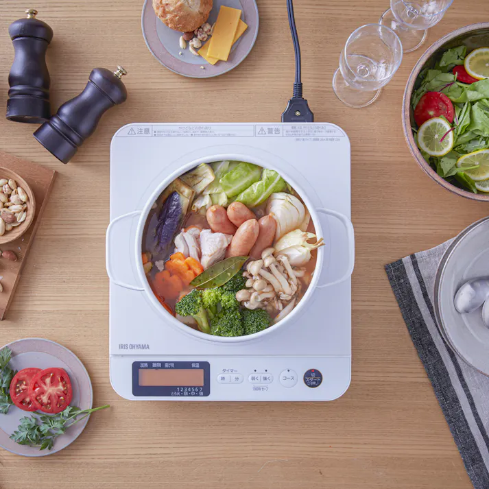 アイリスオーヤマ IHコンロ 液晶付き 1400W IHC-T71-W ホワイト 保温 調理 IH調理器 4967576426244【別送品】