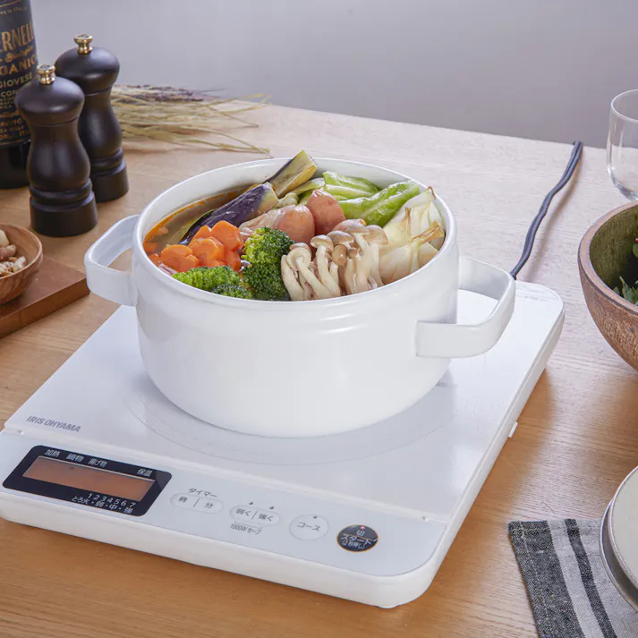 アイリスオーヤマ IHコンロ 液晶付き 1400W IHC-T71-W ホワイト 保温 調理 IH調理器 4967576426244【別送品】