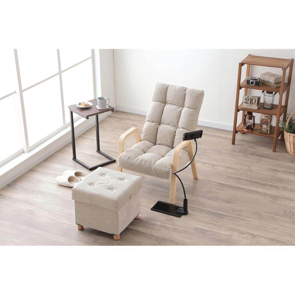 木製アームチェア ベージュクッション アイリスオーヤマ ウッドアームチェア WAC-M ベージュ チェア