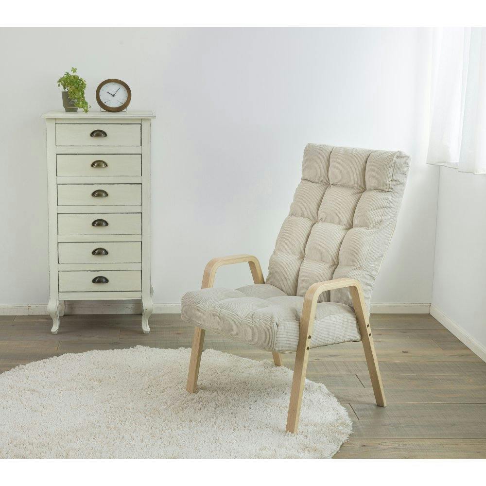 木製アームチェア ベージュクッション 山形緞通とともに作り上げたHIROSHIMAアームチェア用クッションを直営