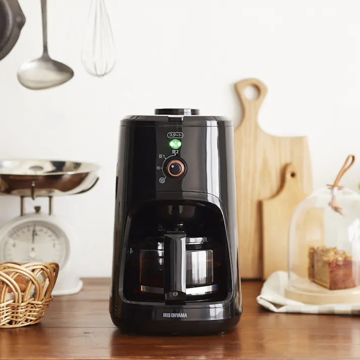 アイリスオーヤマ 全自動コーヒーメーカー BLIAC-A600-B ブラック 調理家電 朝食 コーヒーメーカー 4967576455145【別送品】