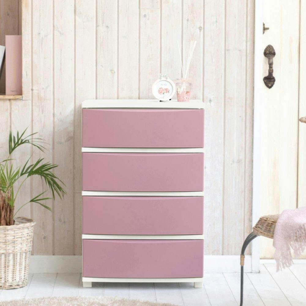 アイリスオーヤマ ワイドチェスト CLN-544 ピンク/ホワイト リビング