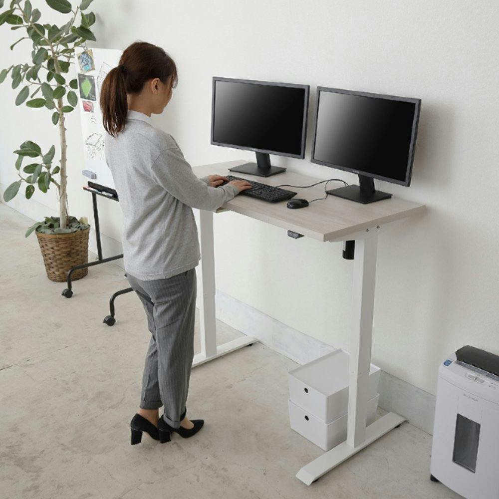 アイリスオーヤマ 電動昇降テーブル DST-1200 ホワイト リビング