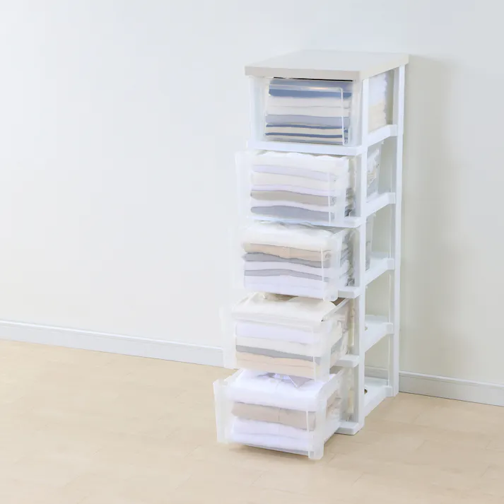 アイリスオーヤマ ウッドトップチェスト スリム NSS-325WT ホワイト/クリア リビング 衣類 収納 クローゼット 押入れ ワイド多段式収納 4967576484718【別送品】