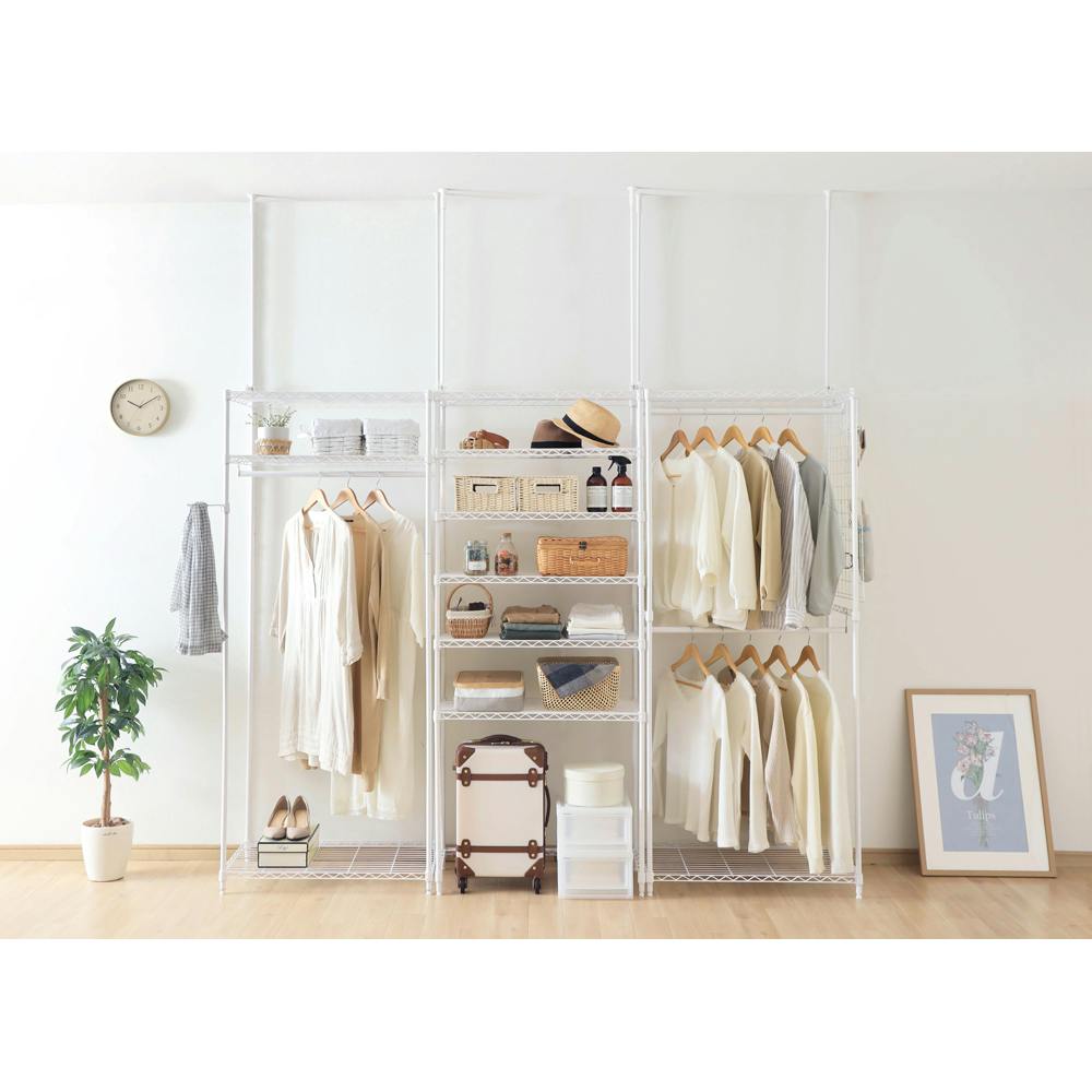 アイリスオーヤマ カラーメタルラック コの字バー CMM-75BK ホワイト