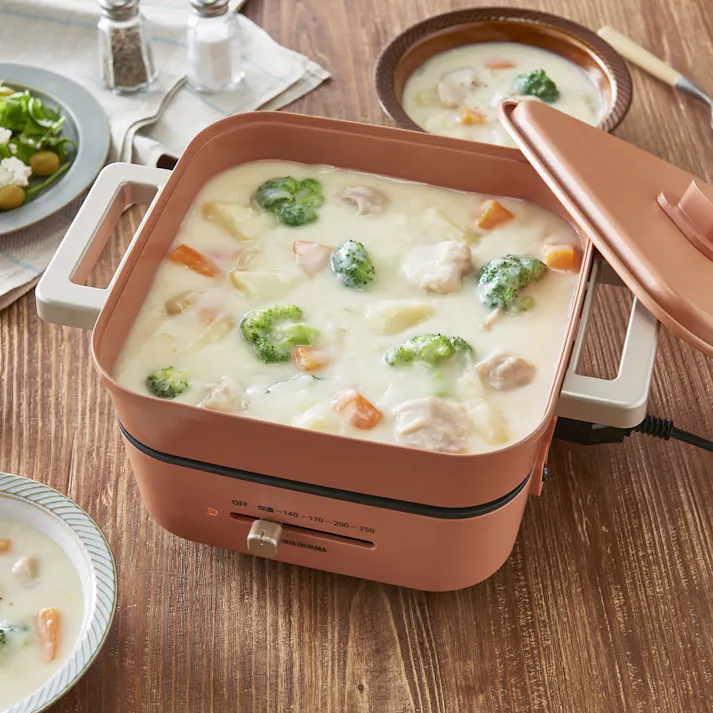 アイリスオーヤマ グリルなべ 3枚プレート IGU-P3-D オレンジ 調理家電 ホットプレート 4967576496483【別送品】