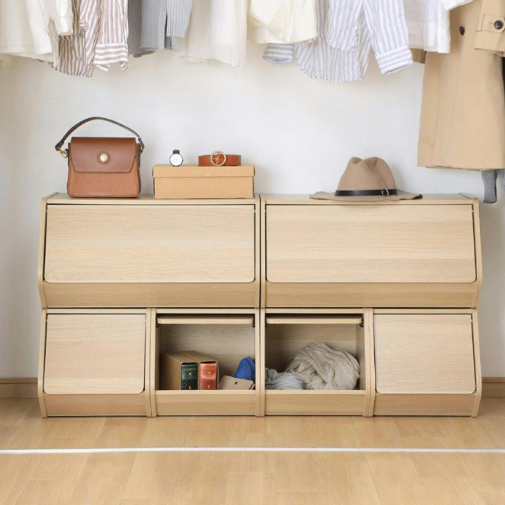 アイリスオーヤマ スタックボックス 扉付き STB-300D ナチュラル 収納