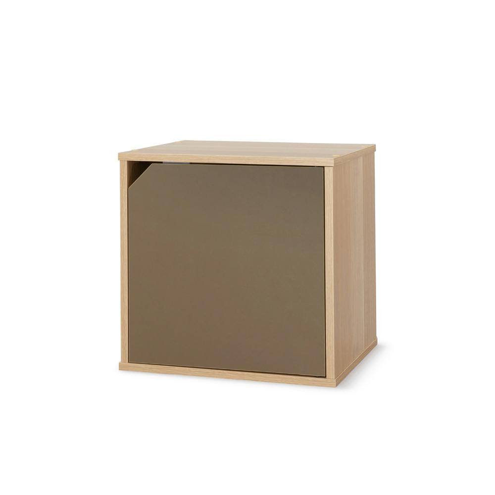 アイリスオーヤマ アクセントカラーキュビック ドア付 ACQB-35D ナチュラル/ブラウン 収納 整理整頓 ボックス 4967576500395【別送品】