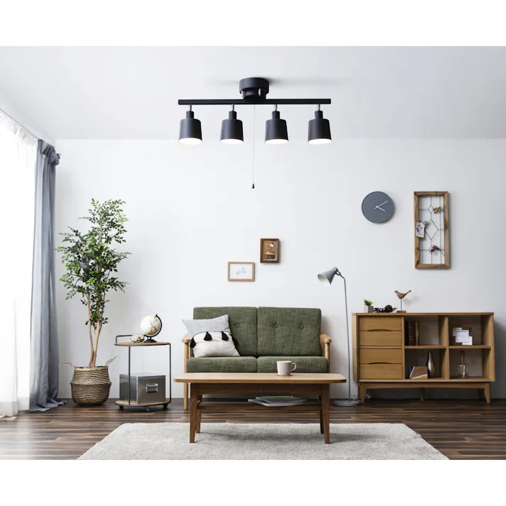 アイリスオーヤマ 4灯シーリングライト ストレート形 CE4LA-20S-B ブラック リビング 寝室 4灯LEDシーリングライト 4967576502863【別送品】