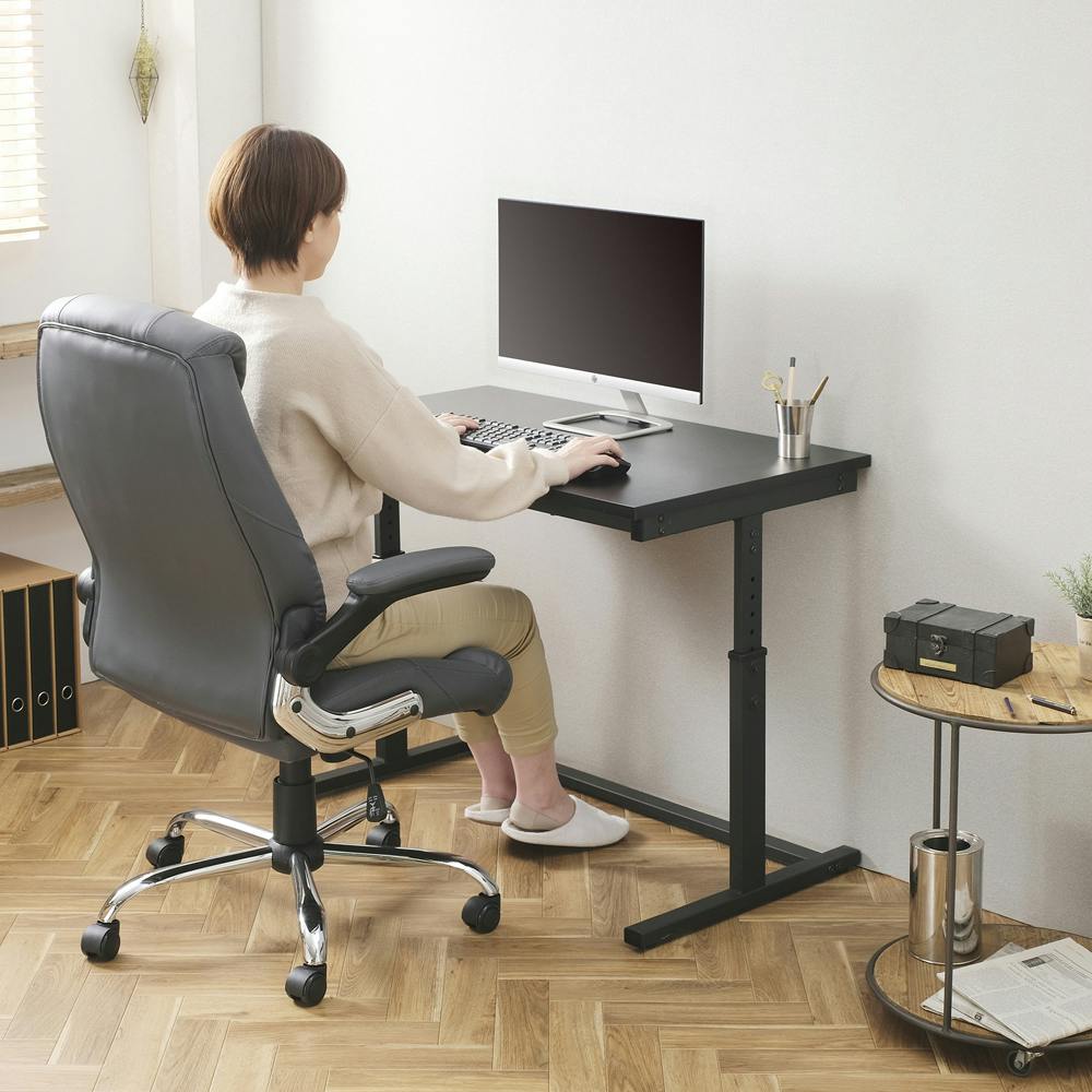 アイリスオーヤマ レザーチェア OFC-LE グレー リビング ワーク