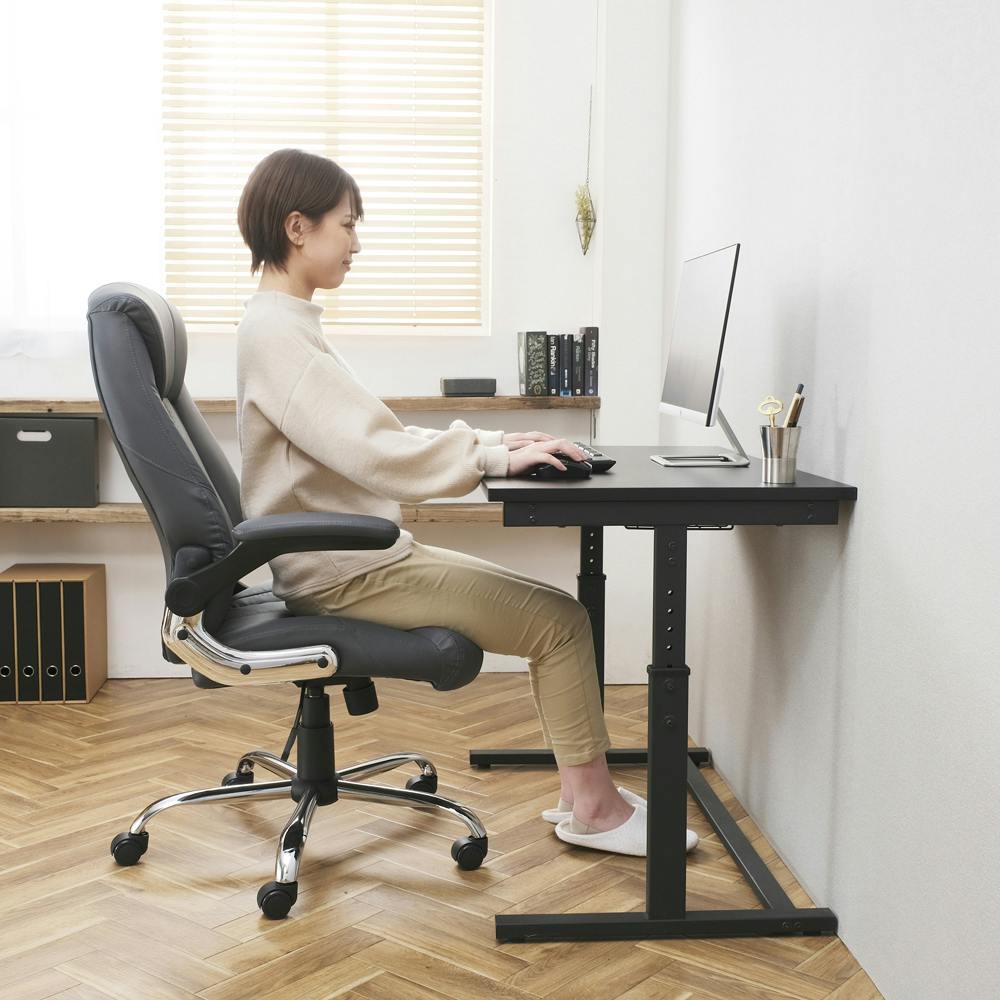 アイリスオーヤマ レザーチェア OFC-LE グレー リビング ワーク