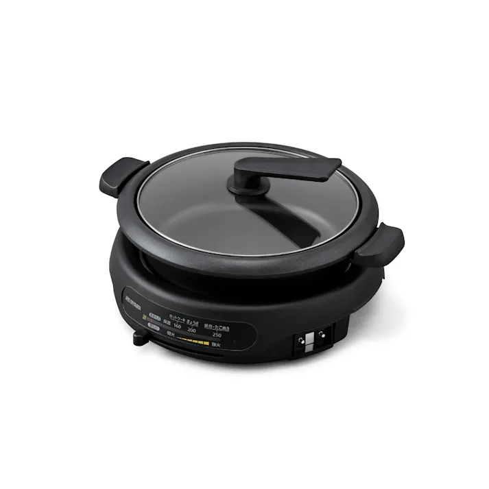アイリスオーヤマ グリル鍋 3枚プレート IGU-B3-B ブラック 調理家電 ホットプレート 4967576525824【別送品】