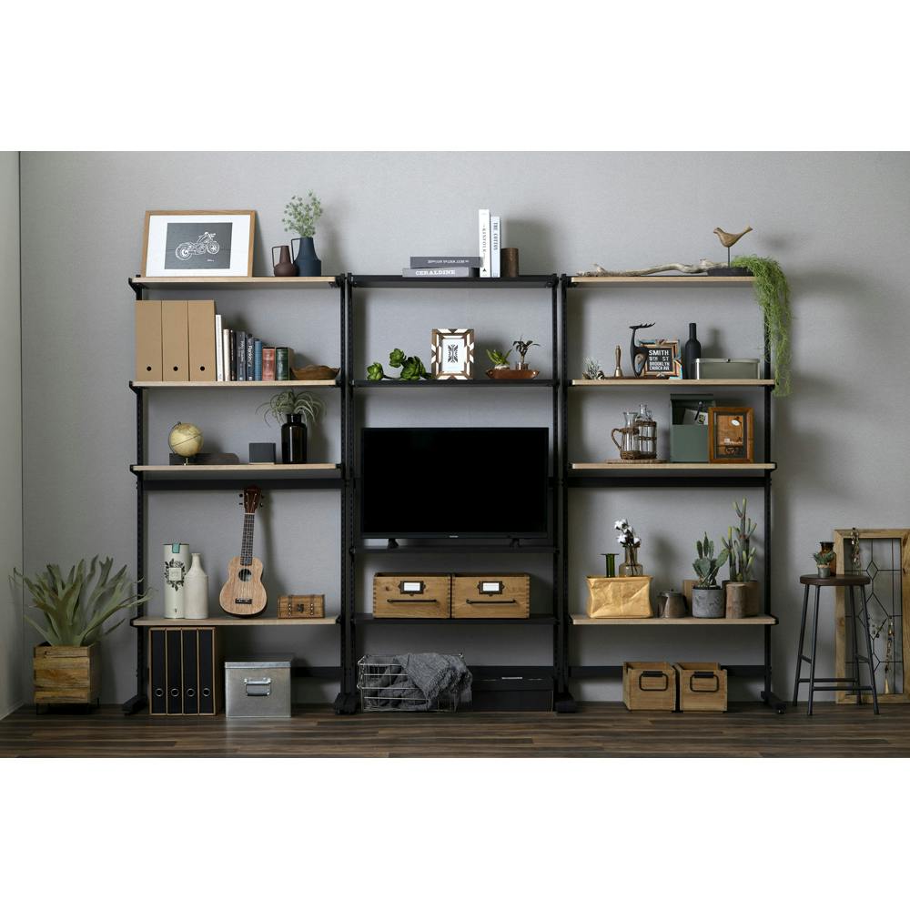 アイリスオーヤマ スタイルウォールラック SWR-850 ブラック/ブラック