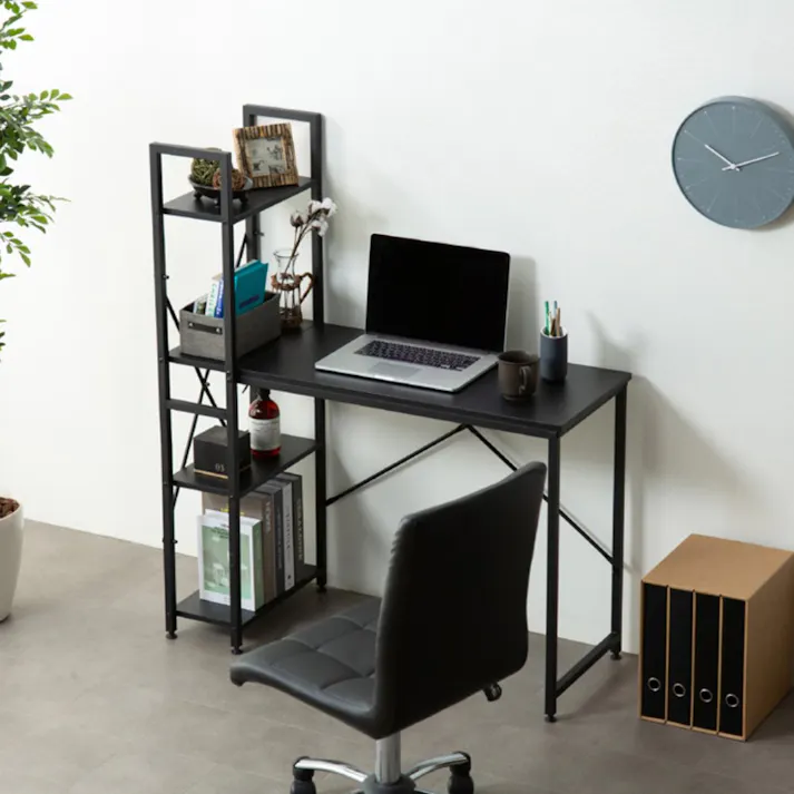 アイリスオーヤマ ラック付きデスク1000×420 RDK-1042 ブラック/ブラック リビング ワーク オフィス デスク 4967576533119【別送品】