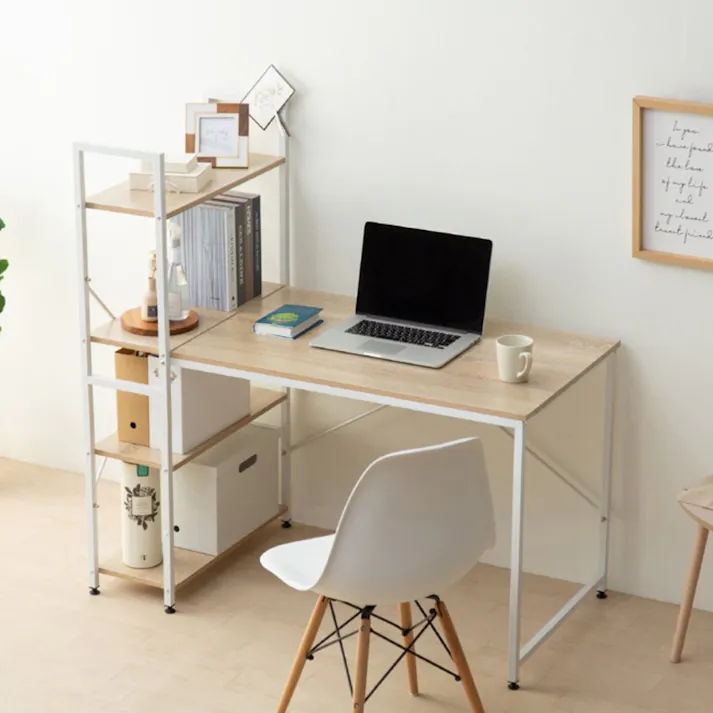 アイリスオーヤマ ラック付きデスク1200×620 RDK-1262 ライトナチュラル/ホワイト リビング ワーク オフィス デスク 4967576533126【別送品】