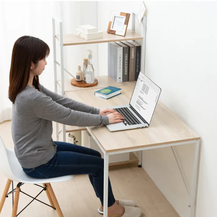 アイリスオーヤマ ラック付きデスク1200×620 RDK-1262 ライトナチュラル/ホワイト リビング ワーク オフィス デスク 4967576533126【別送品】