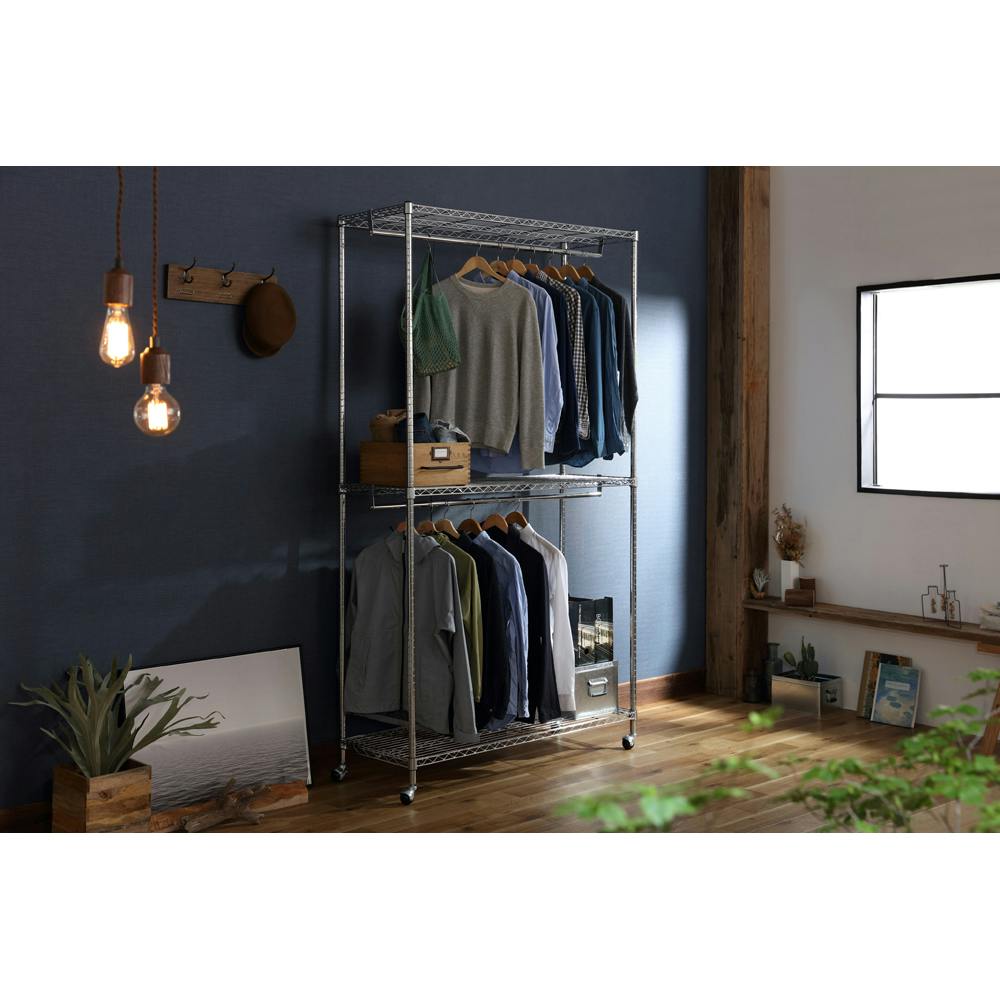 アイリスオーヤマ メタルシェルフワードローブ2段タイプ SEW2-1221BC