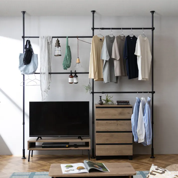 アイリスオーヤマ 突っ張りワードローブ TWR3-2630 ブラック 収納 整理整頓 ハンガーラック 4967576557931【別送品】