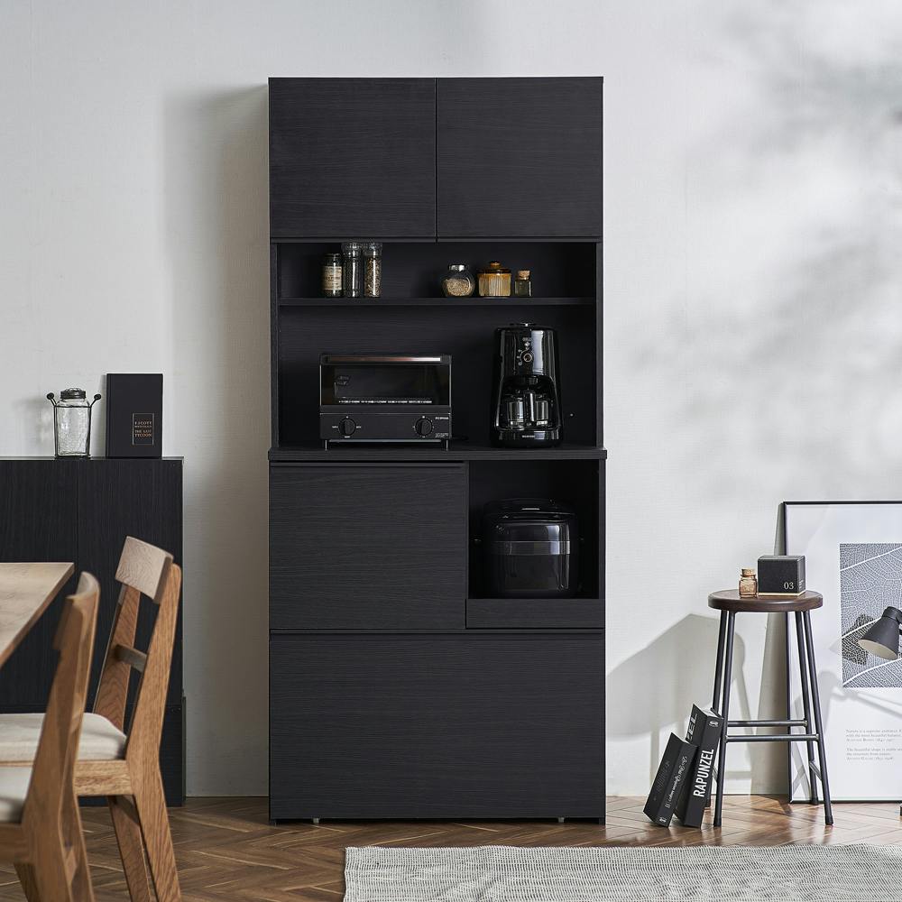 アイリスオーヤマ キッチンキャビネット KCB-790 ブラック キッチン