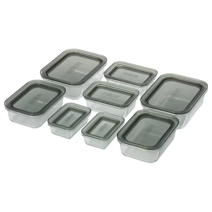 アイリスオーヤマ 耐熱ガラス容器 8点セット TGS-8S クリアブラック 保存 キッチン用品 4967576565059【別送品】