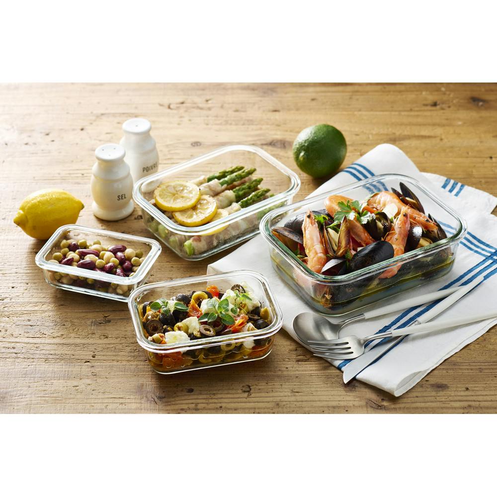 アイリスオーヤマ 耐熱ガラス容器 8点セット TGS-8S クリアブラック