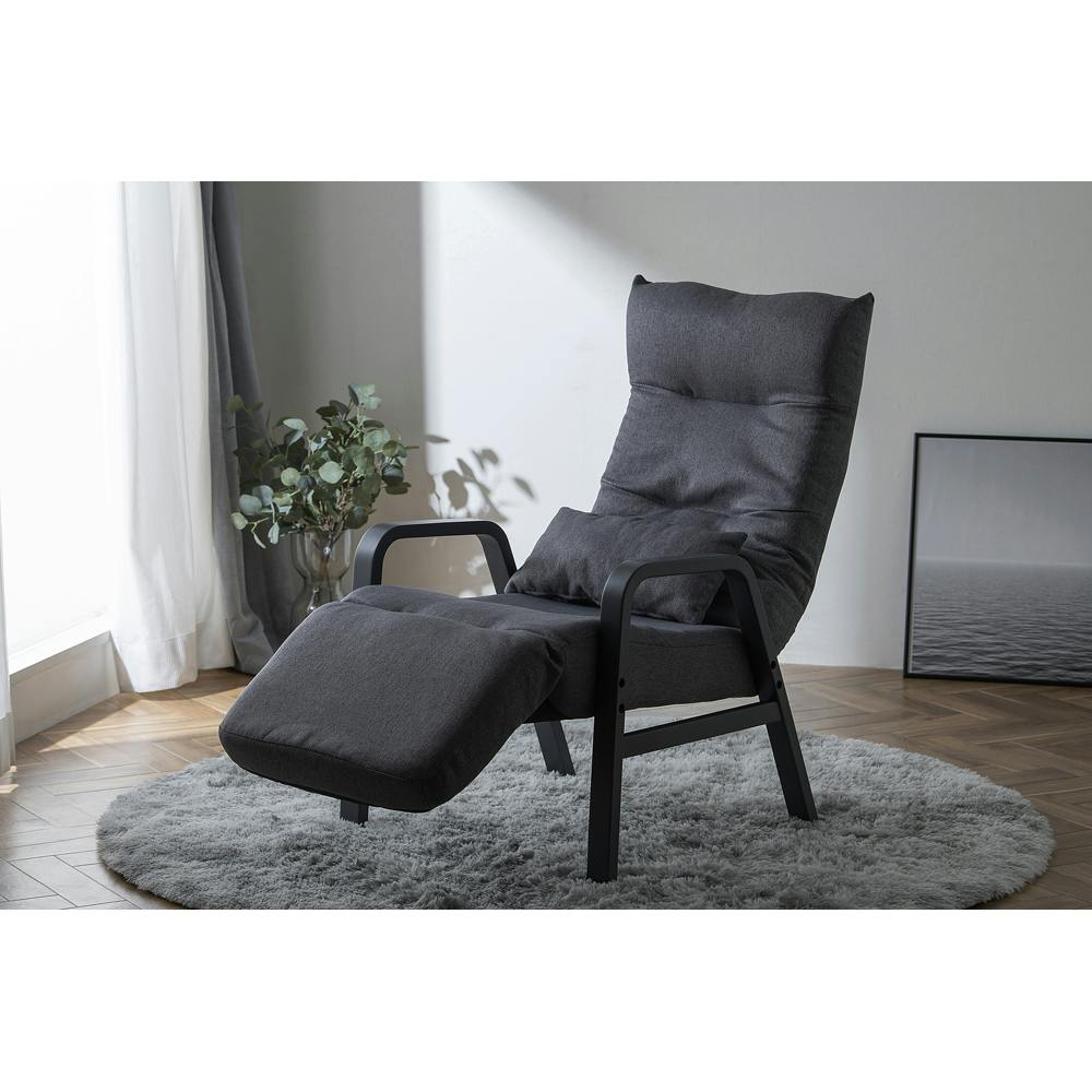 リクライニングアームチェア アイリスオーヤマ　グレー アイリスオーヤマ リクライニングウッドアームチェア FAC-RHB