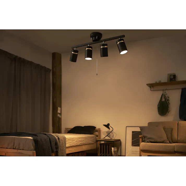 アイリスオーヤマ 4灯シーリングライト ストレート形 CE4LA-22SS-MB マットブラック リビング 寝室 4灯LEDシーリングライト 4967576600194【別送品】