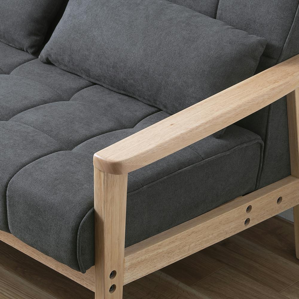 アイリスオーヤマ 2人掛けウッドフレームソファ WFS-2S ダークグレー