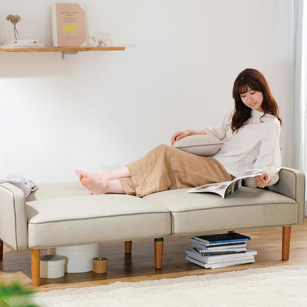 アイリスオーヤマ 2人掛けリクライニングソファ DRSB-2S アイボリー