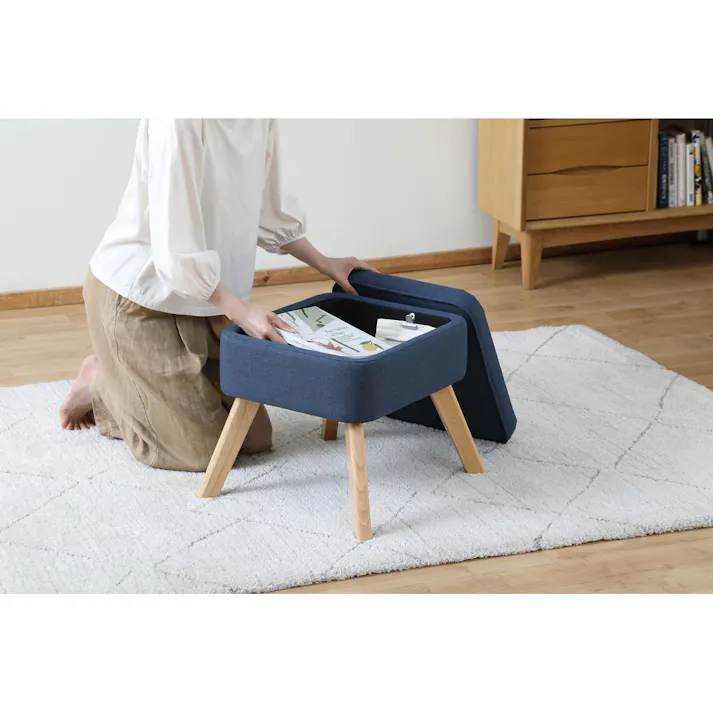 アイリスオーヤマ 収納付オットマン FAC-OT ブルー チェア 椅子 イス 座椅子・クッション 4967576637824【別送品】