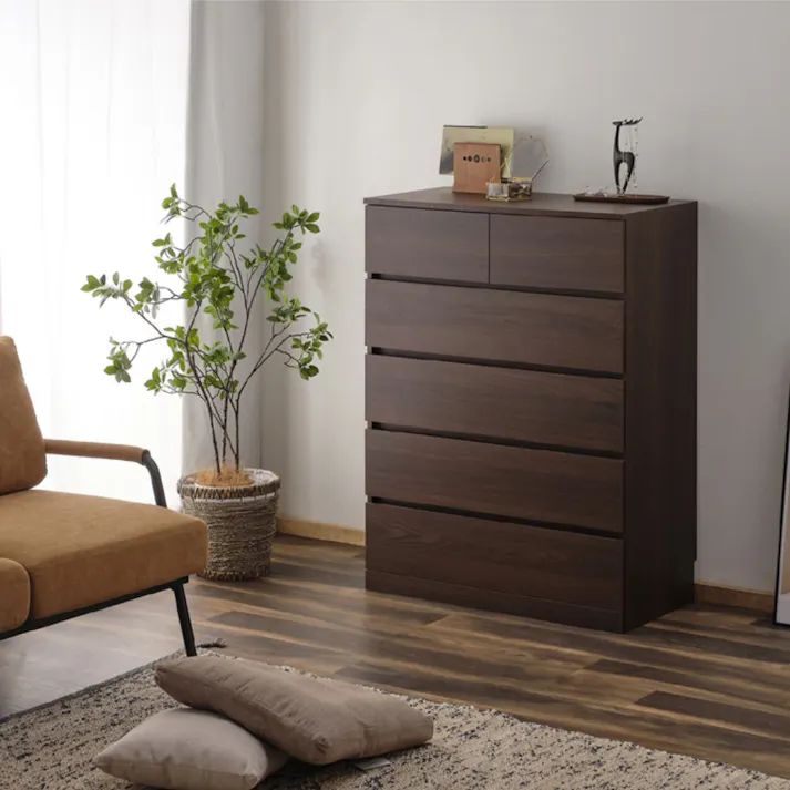 アイリスオーヤマ ウッドチェスト ハイタイプ WCH-790H ウォールナット 収納 整理整頓 衣類 リビング 4967576638319【別送品】