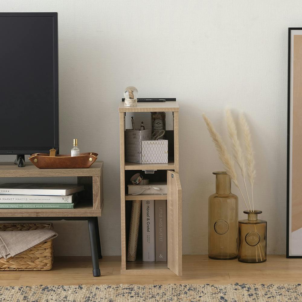 アイリスオーヤマ ナイトテーブル扉付き NTB-180T ライトナチュラル