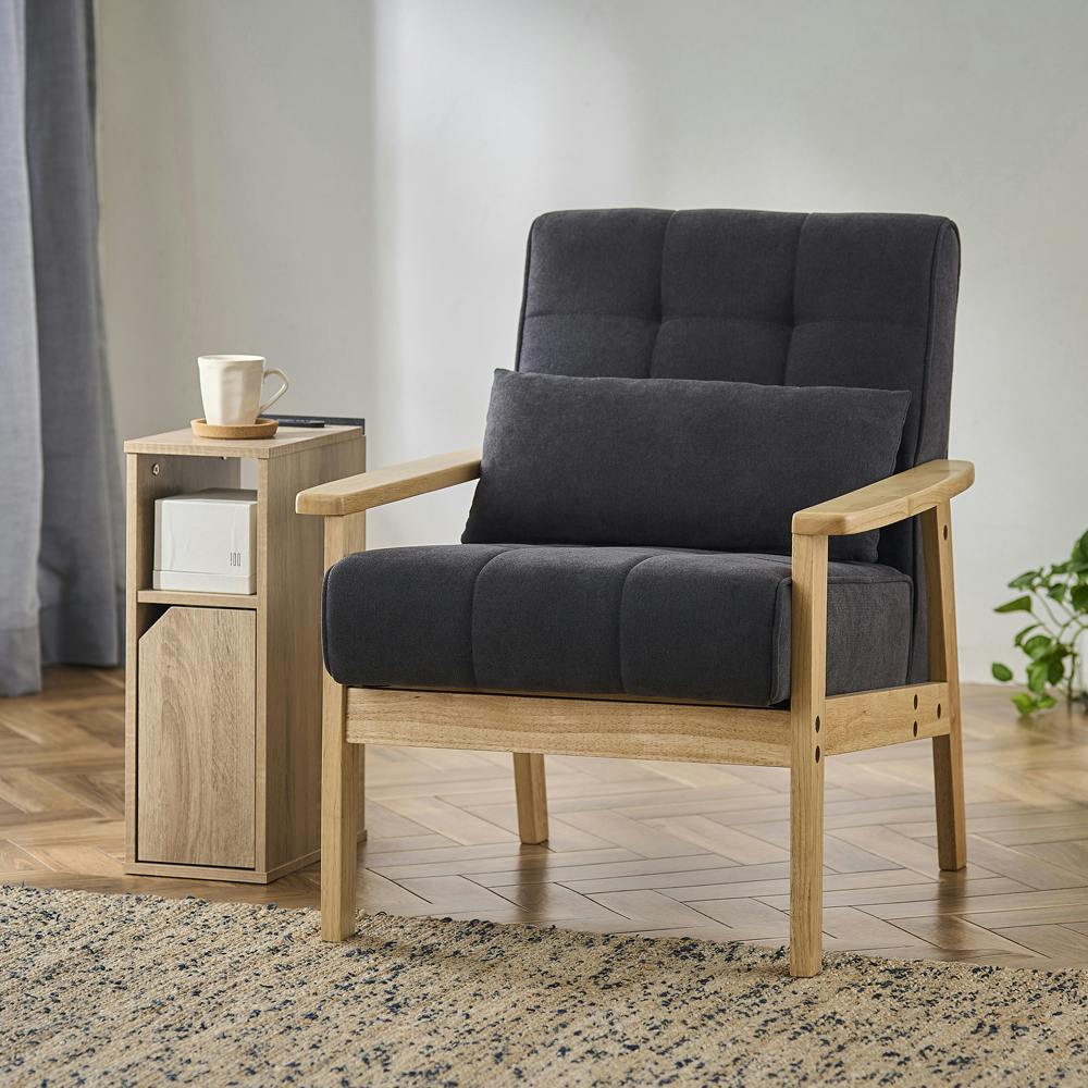 アイリスオーヤマ ナイトテーブル扉付き NTB-180T ライトナチュラル