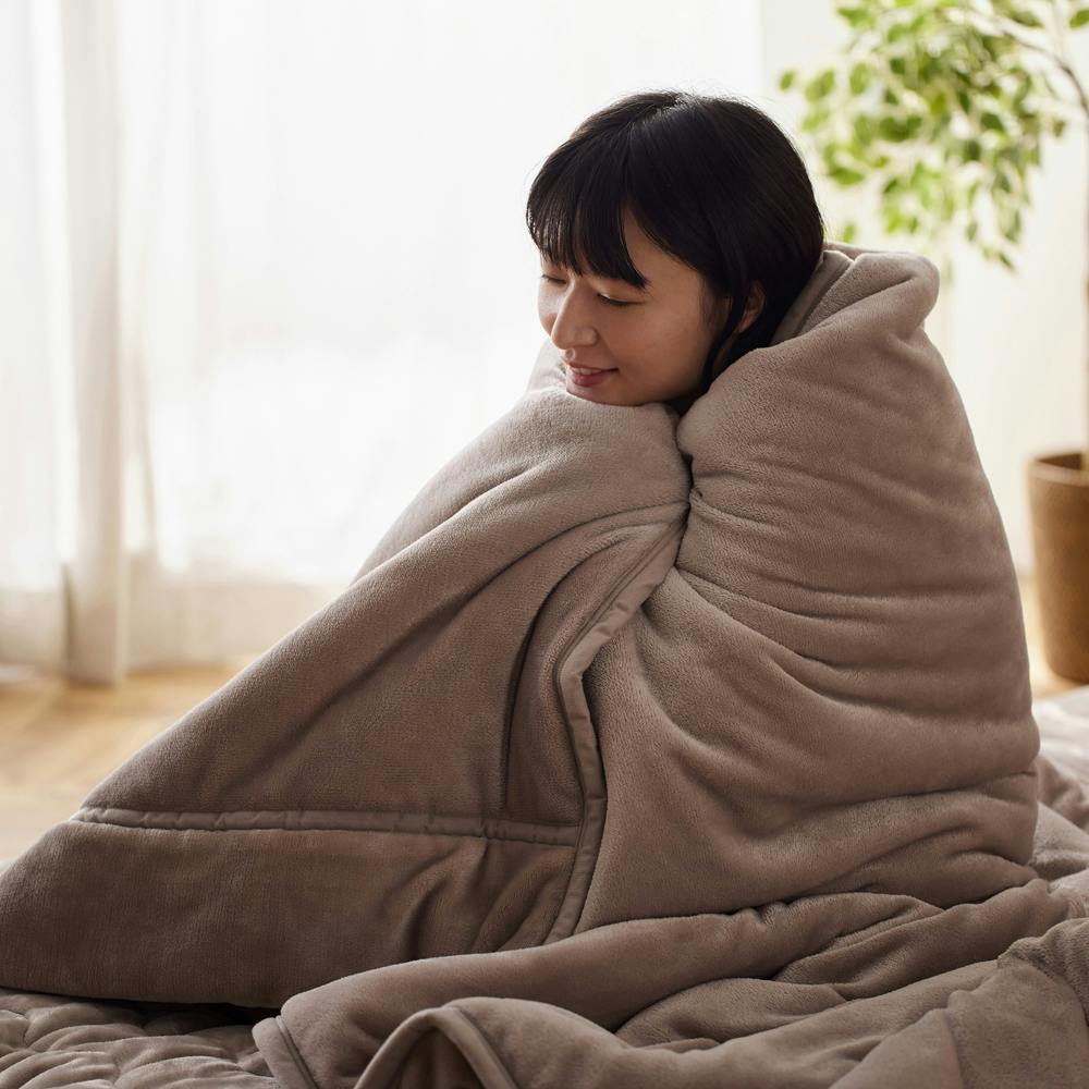 アイリスオーヤマ 2枚合わせ毛布 BBK-TRV-SD ベージュ 毛布 あったか