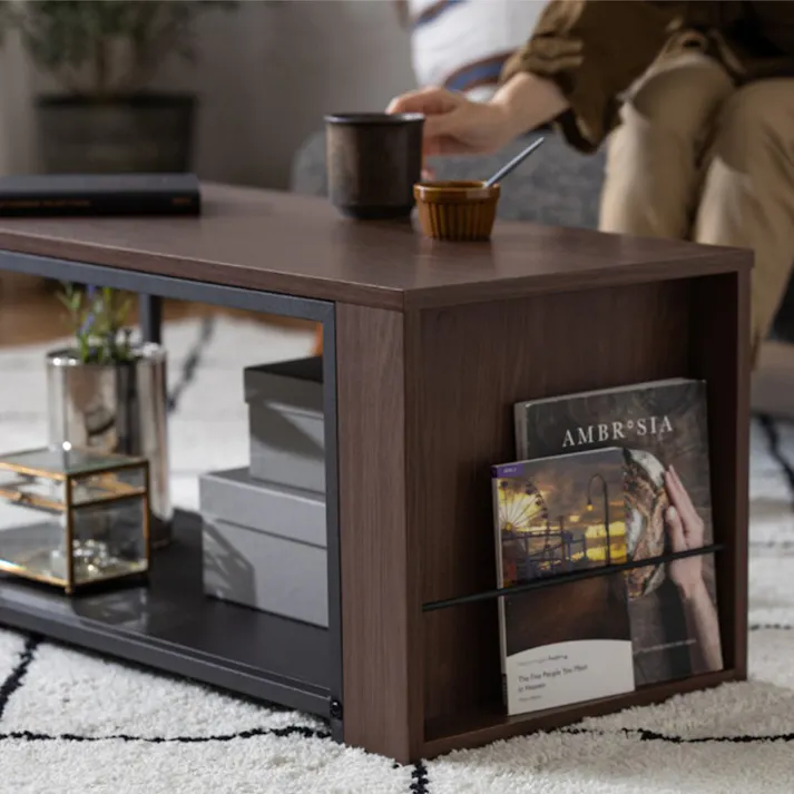 アイリスオーヤマ 伸縮センターテーブル SCT-795 ウォールナット/ブラック リビング ワーク オフィス テーブル 4967576644365【別送品】