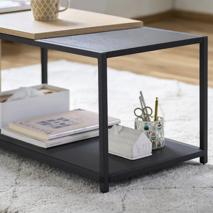 アイリスオーヤマ 伸縮センターテーブル SCT-795 ナチュラル/ブラック リビング ワーク オフィス テーブル 4967576644372【別送品】