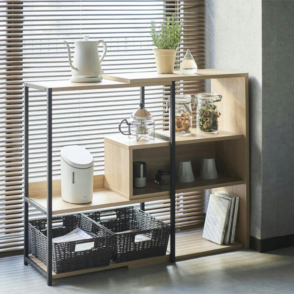 アイリスオーヤマ スライドオープンシェルフ SOS-797 ナチュラル