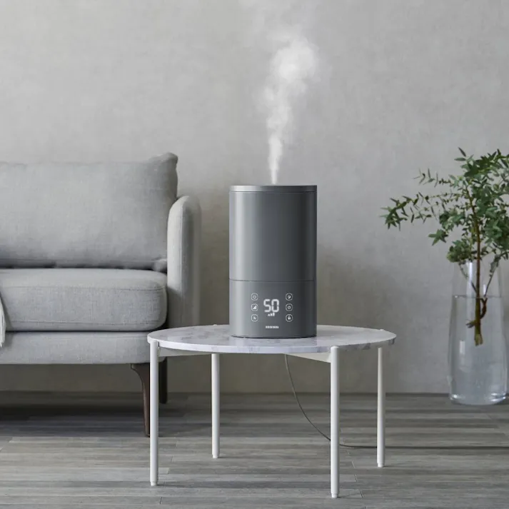 アイリスオーヤマ 上給水ハイブリッド加湿器550ml AHM-HU55A-H グレー 喉 声 乾燥 加湿器 4967576648073【別送品】